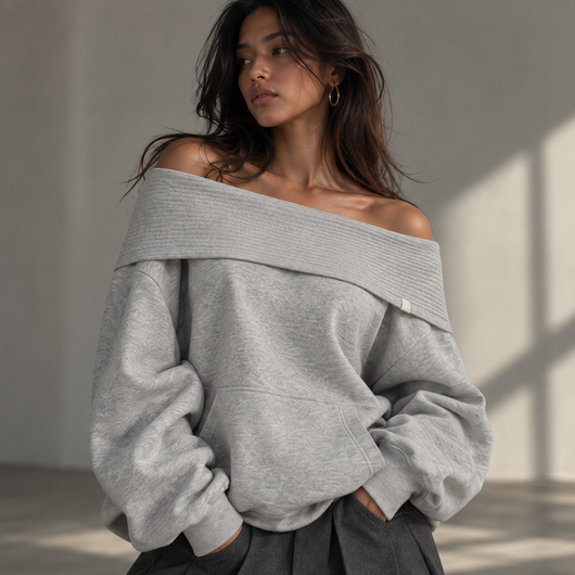 The 2-in-1 Off-Shoulder Hoodie ☁️🩶