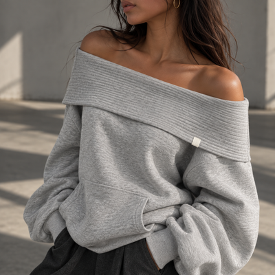 The 2-in-1 Off-Shoulder Hoodie ☁️🩶