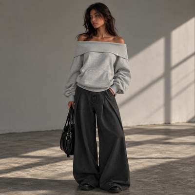 The 2-in-1 Off-Shoulder Hoodie ☁️🩶