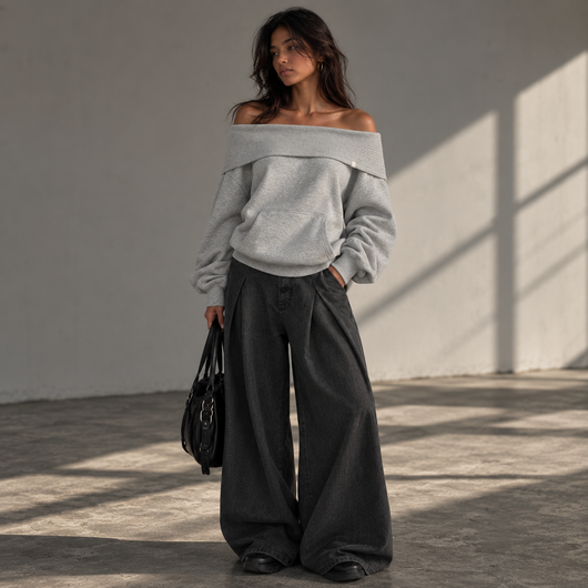 The 2-in-1 Off-Shoulder Hoodie ☁️🩶