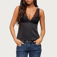 Vikkey Lacey Satin Effect Tank Top